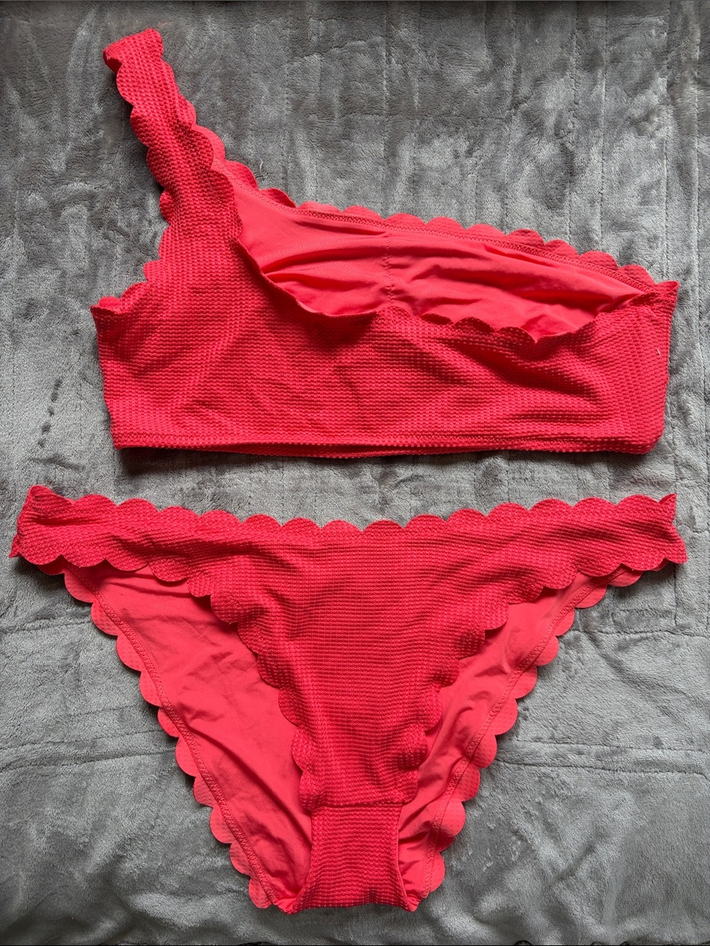 Aerie One-Shoulder Scalloped Bikini Set Xl